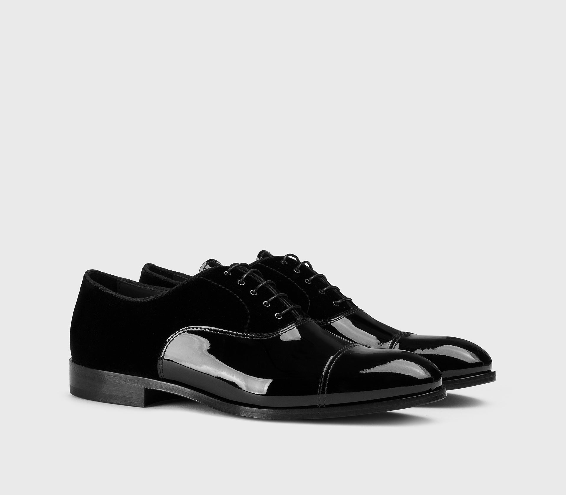 doucal-s-lace-ups-schn-rschuh-schwarz-lack-samt-ledersohle image 3