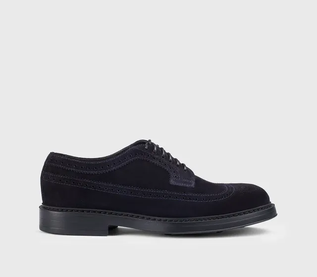 doucal-s-du2523-derby-schn-rschuh-herren-velours-blau-wingtip image 1