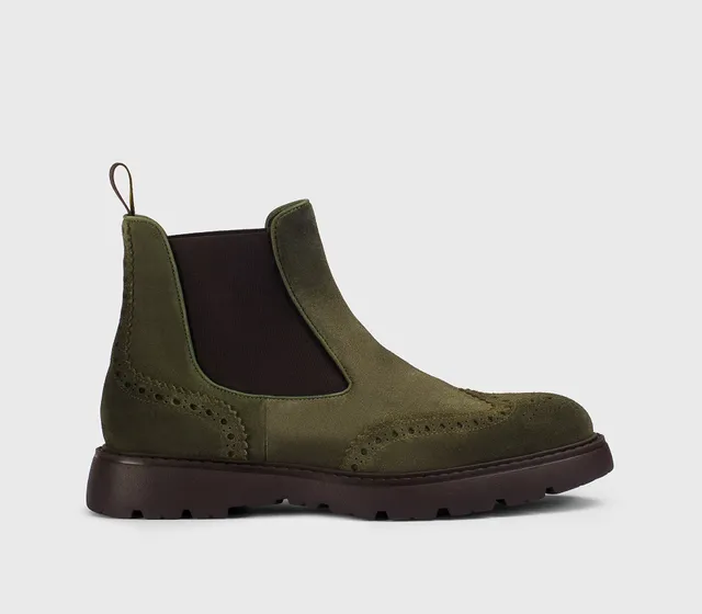 doucal-s-wingtip-stiefelette-velours-moosgr-n-herren image 1