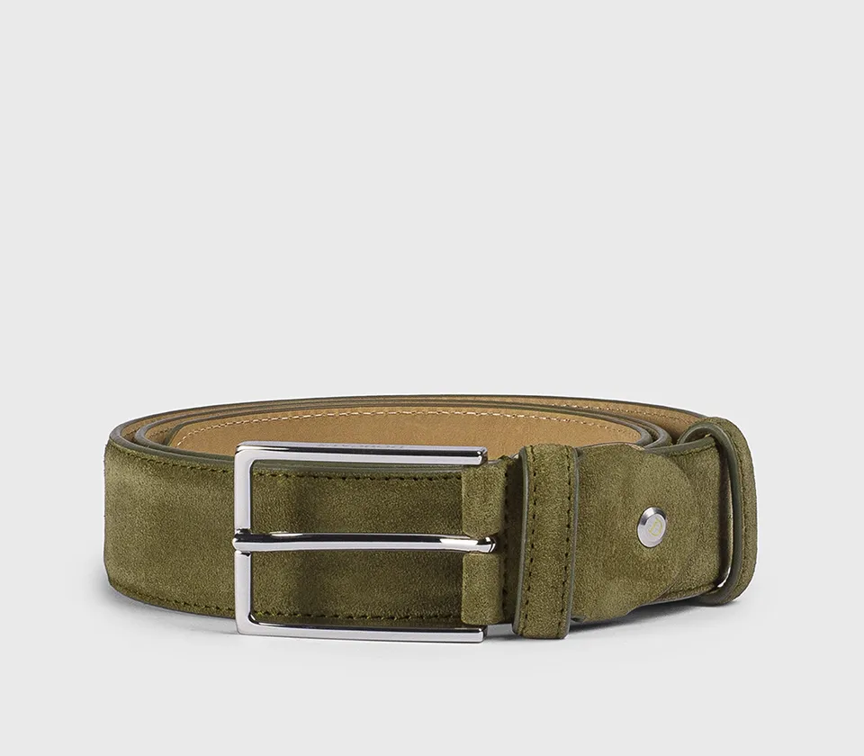 doucal-s-belts-g-rtel-gr-n-velours-eckige-schnalle image 1