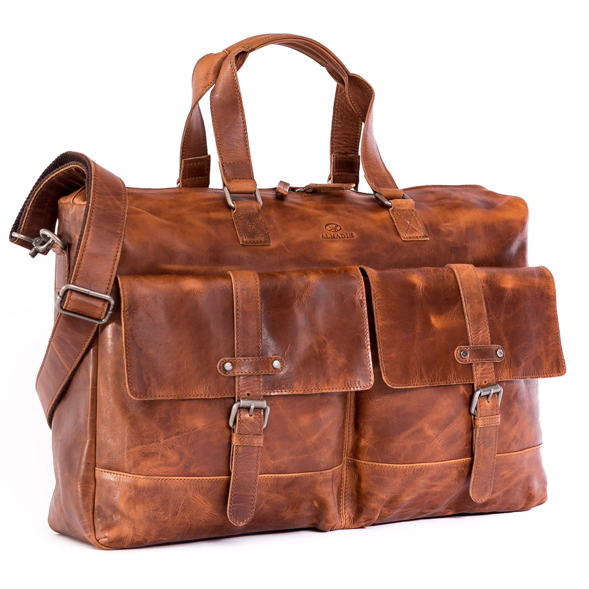 almadih-kane-reisetasche-leder-braun-havana-mit-laptopfach image 3