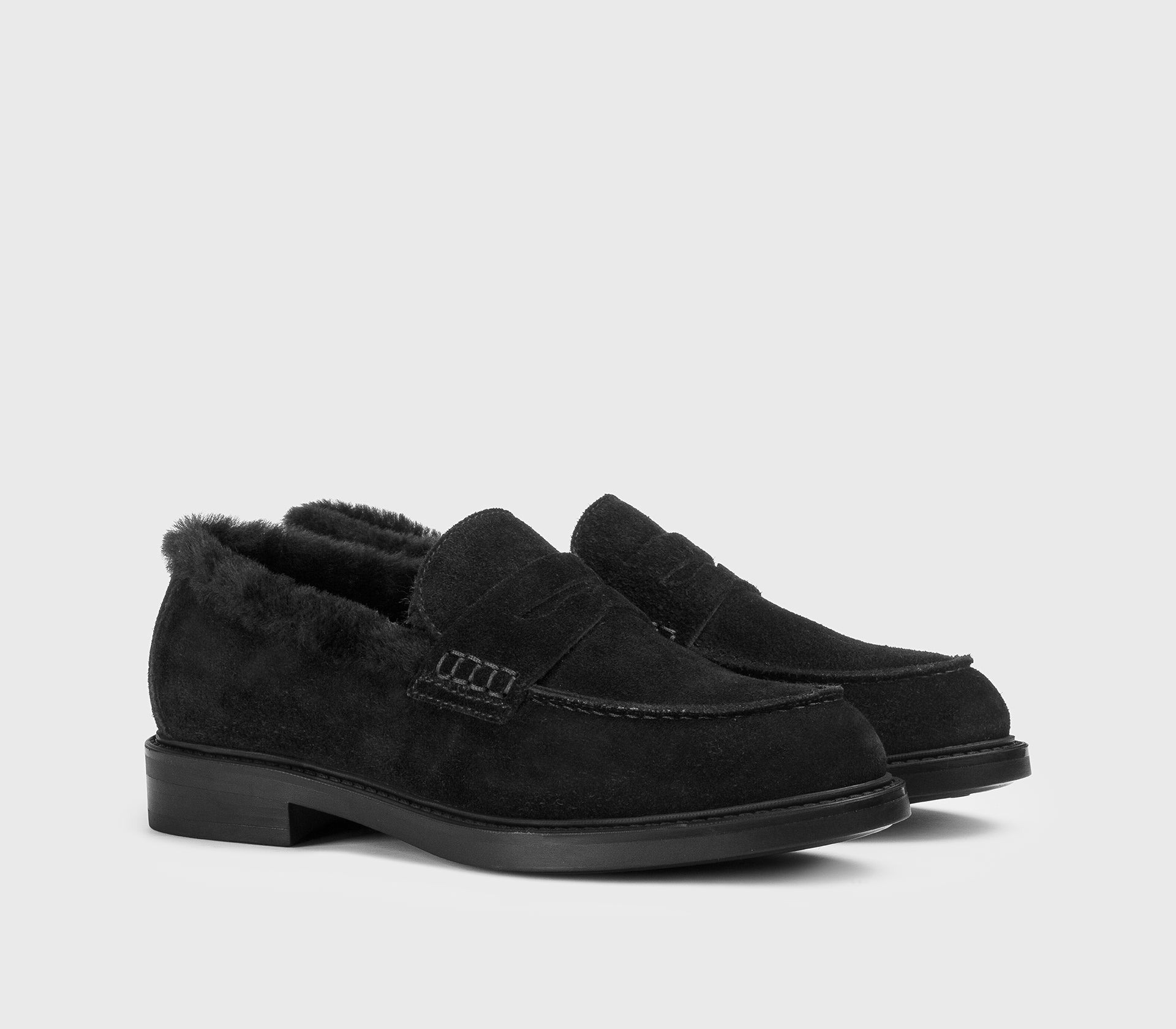 doucal-s-loafer-schwarz-veloursleder-fellfutter image 3