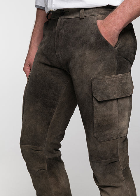 beckert-cooper-lange-lederhose-roggen-cargo-ziegenvelours image 2