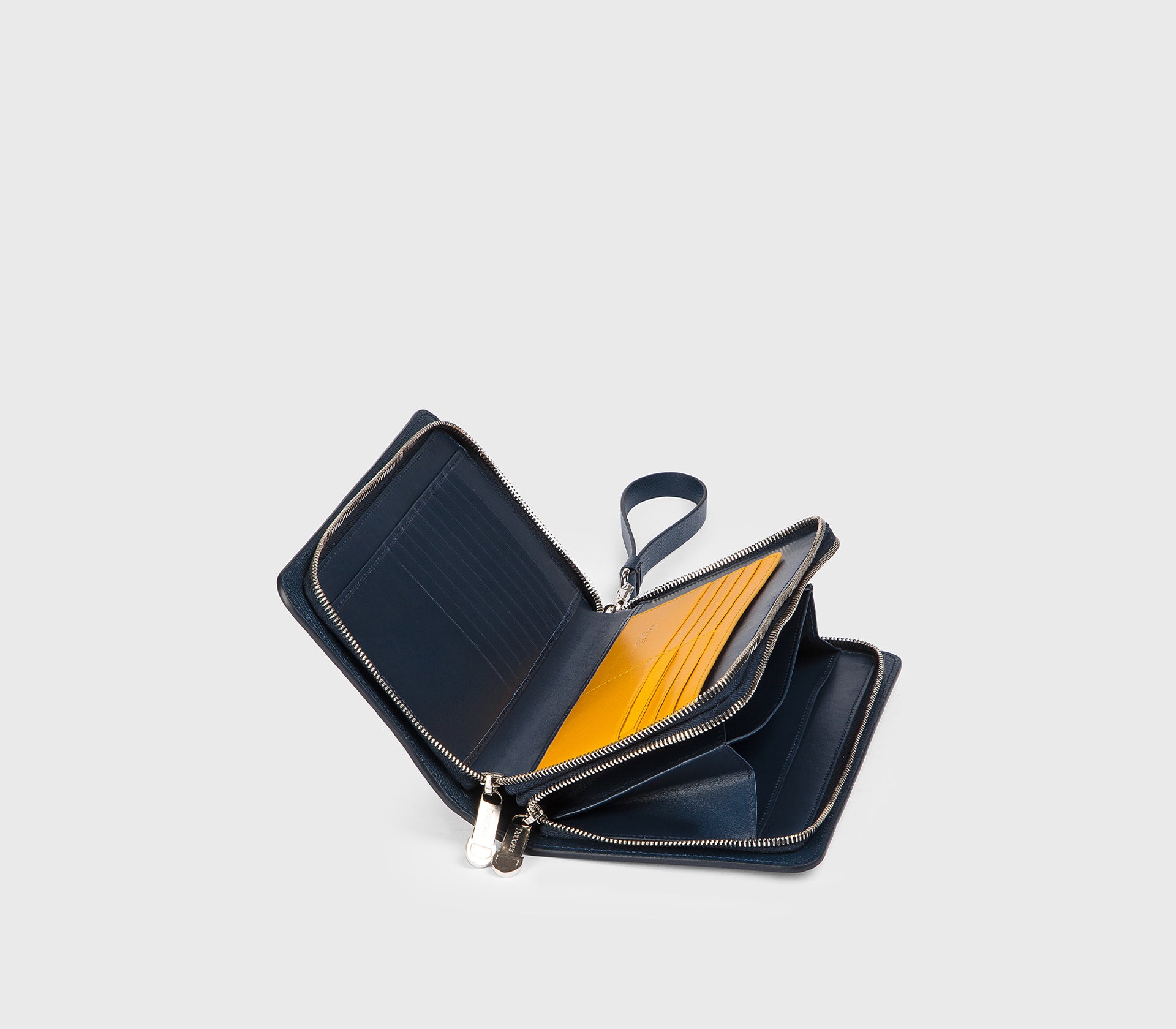 doucal-s-wallets-portemonnaie-navy-leder-doppelrei-verschluss image 2