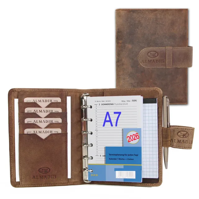 almadih-mappen-a7-terminplaner-braun-vintage-kalender-2026 image 1