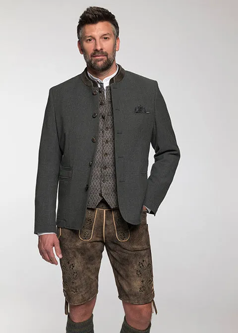 beckert-carlos-trachtenjacke-gr-n-wollstretch-lederkragen image 1