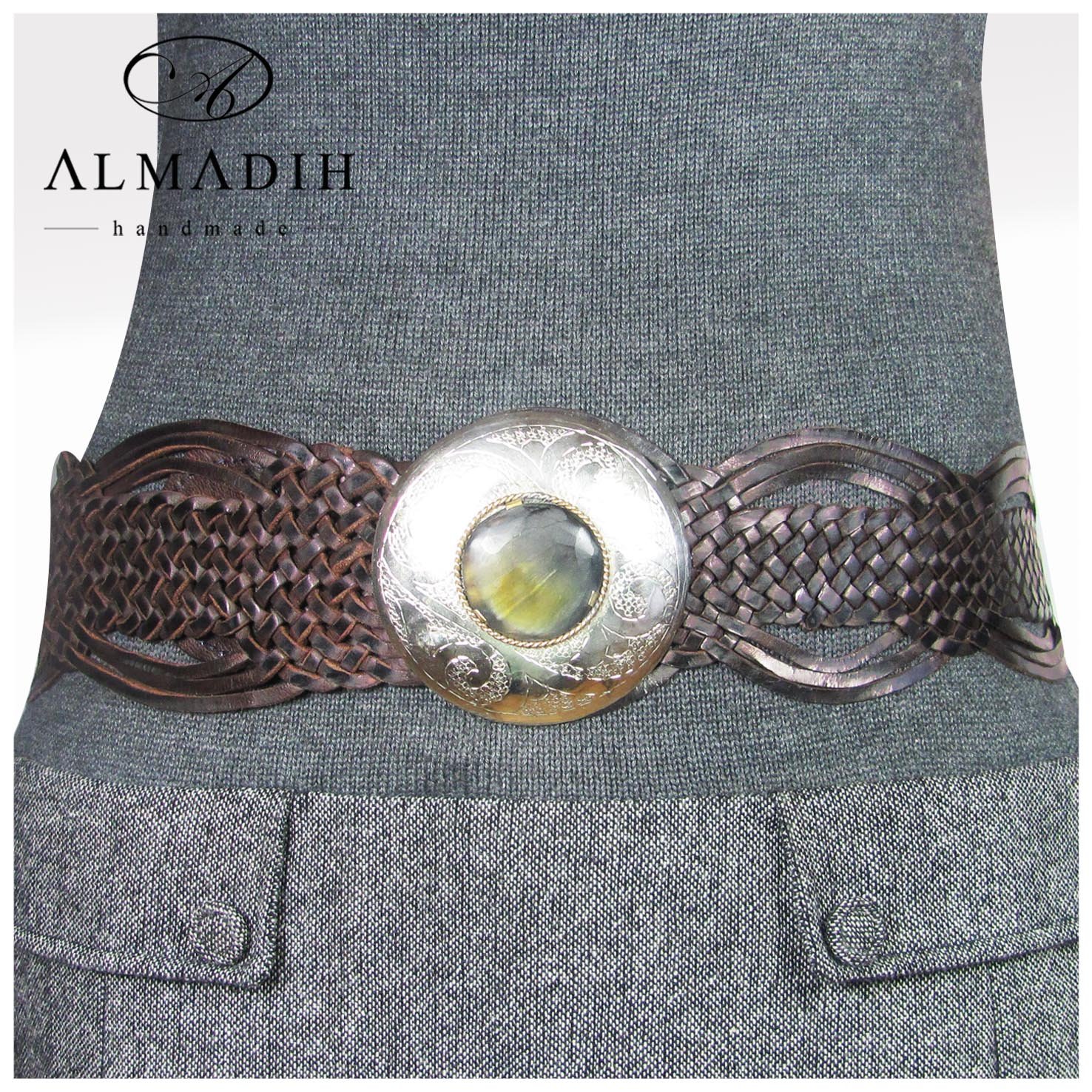 almadih-woven-dameng-rtel-braun-geflochten-8-cm image 2