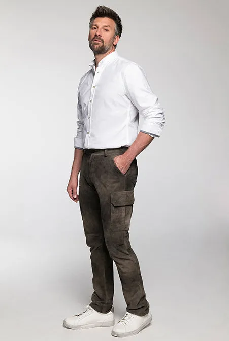 beckert-cooper-lange-lederhose-roggen-cargo-ziegenvelours image 1