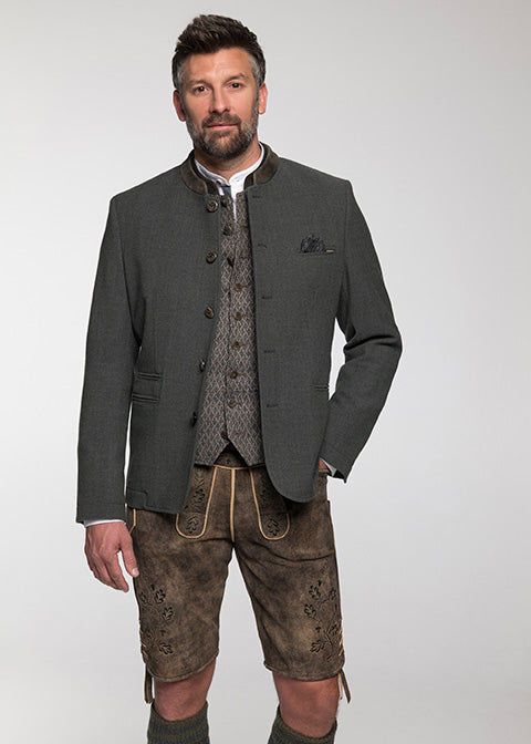 beckert-carlos-trachtenjacke-gr-n-wollstretch-lederkragen image 1