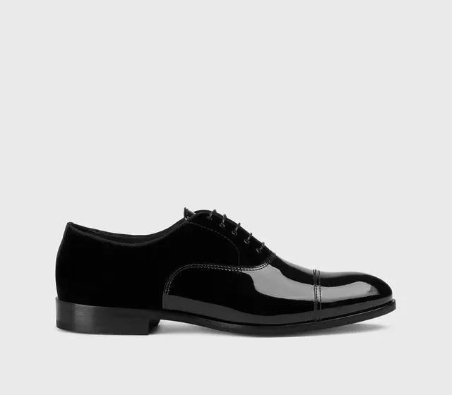 doucal-s-lace-ups-schn-rschuh-schwarz-lack-samt-ledersohle image 1