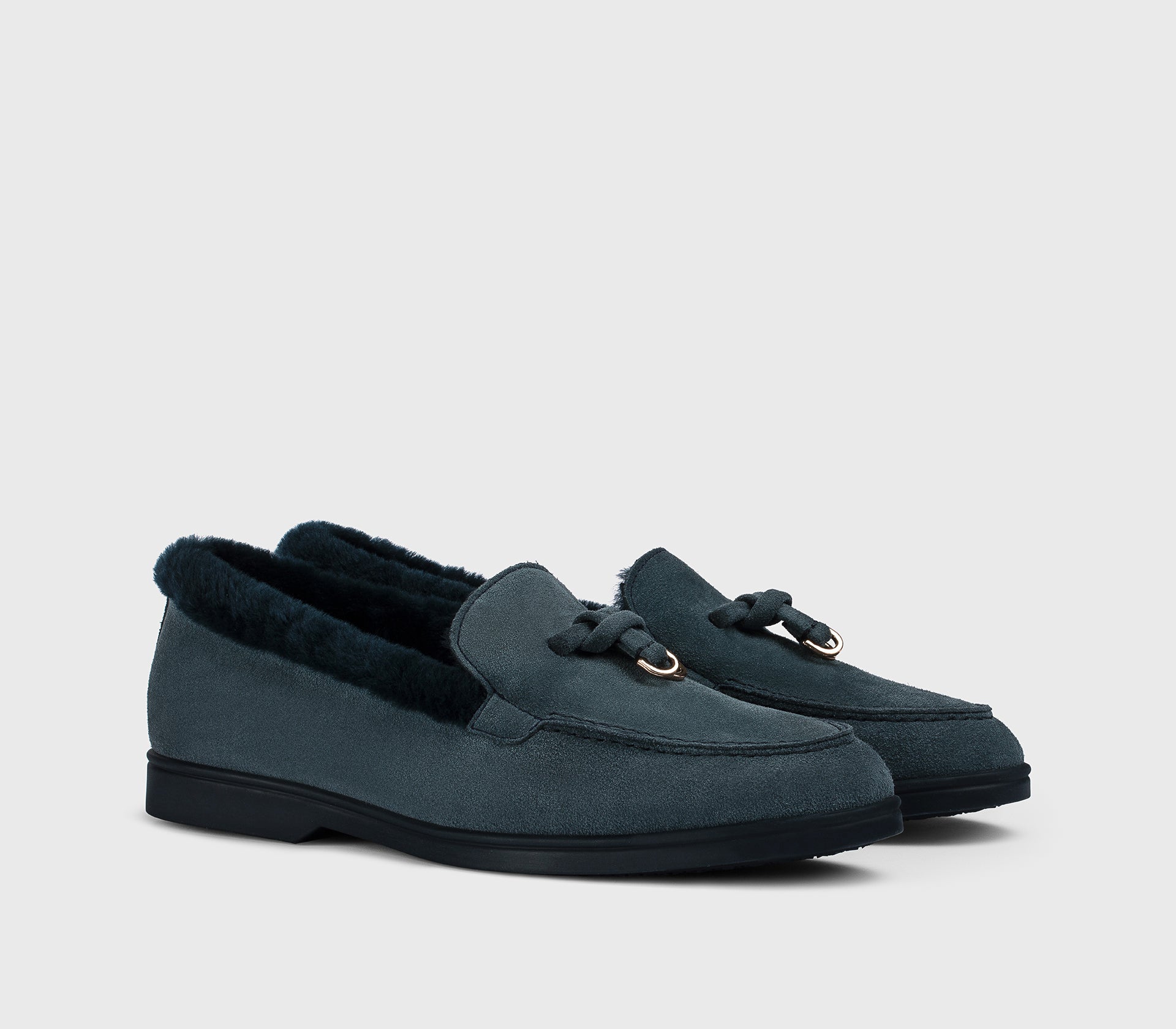 doucal-s-loafers-mokassin-blu-veloursleder-pelz-damen image 3
