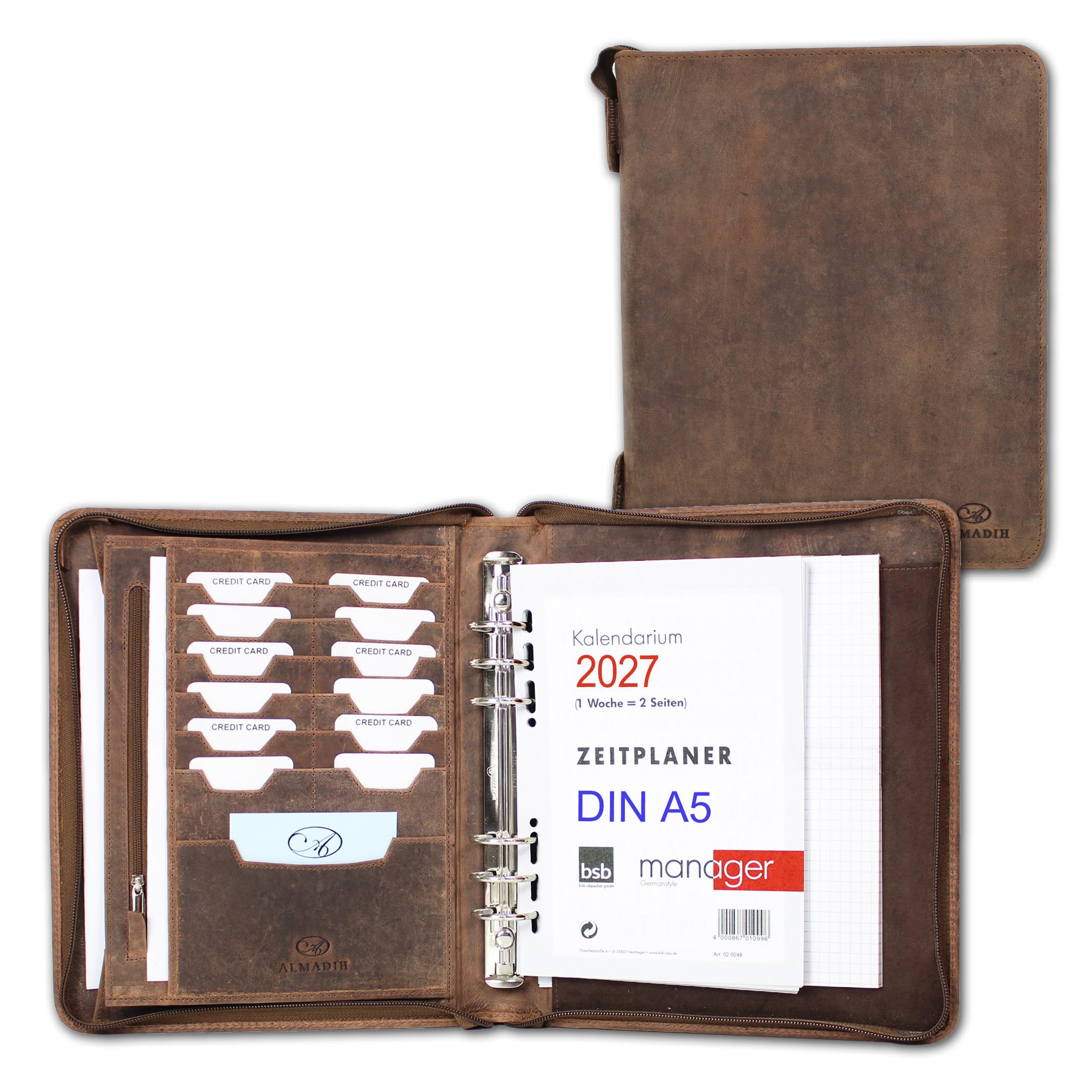 almadih-a5-organizer-vintage-rei-verschluss-braun image 1