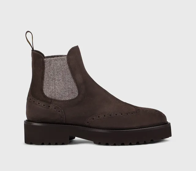 doucal-s-ankle-boots-wingtip-stiefelette-mogano-velours image 1