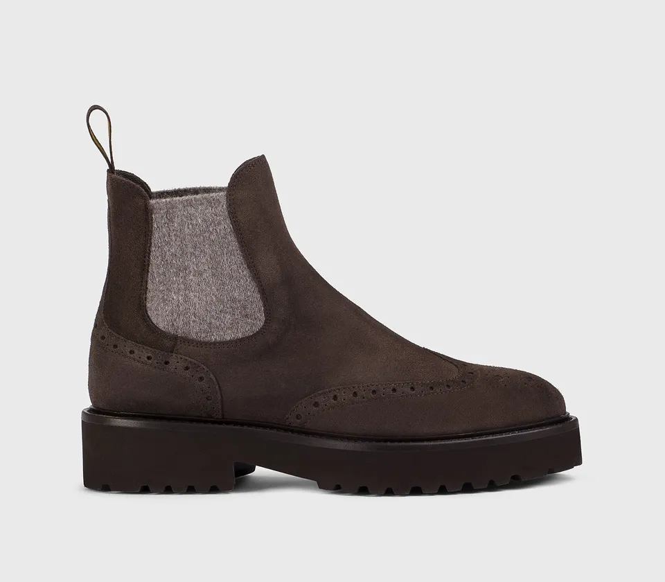 doucal-s-ankle-boots-wingtip-stiefelette-mogano-velours image 1