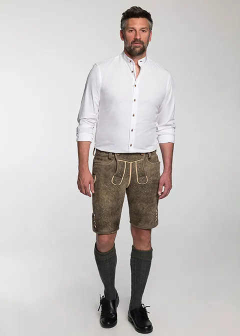 beckert-attergau-hirschlederhose-kurz-akazie-st-gr-n-reliefstickerei image 1