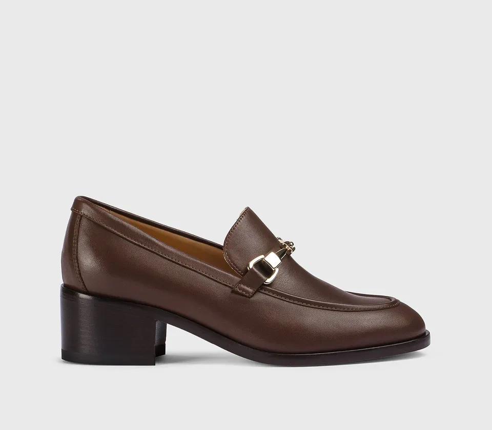 doucal-s-loafer-mokassin-absatz-eichenbraun-damen-leder image 1