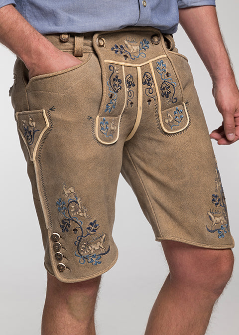 beckert-hochk-nig-hirschlederhose-kurz-oldgrey-st-blau-vintage image 2