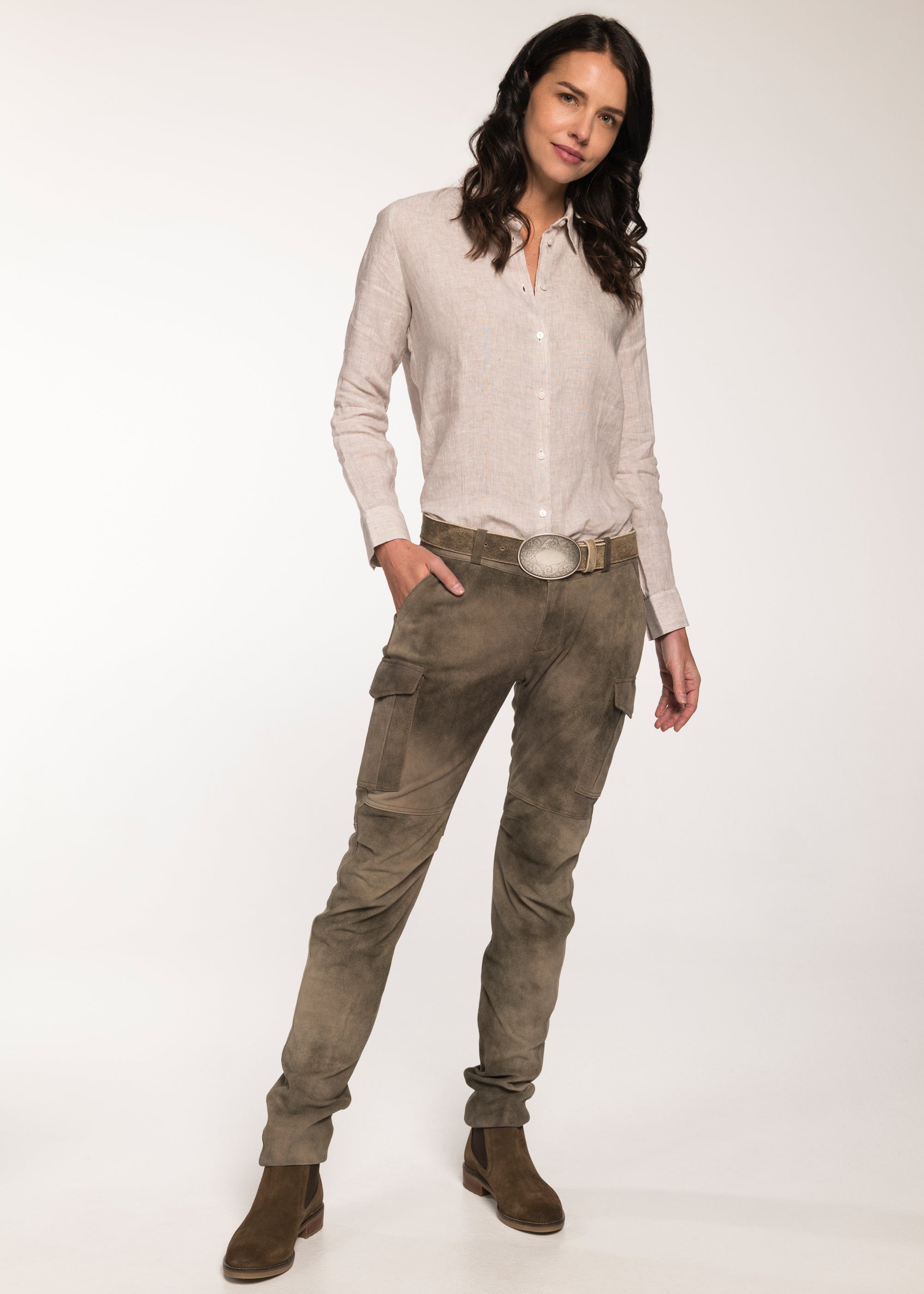 beckert-cherokee-damen-lederhose-ziegenvelour-smoke image 1