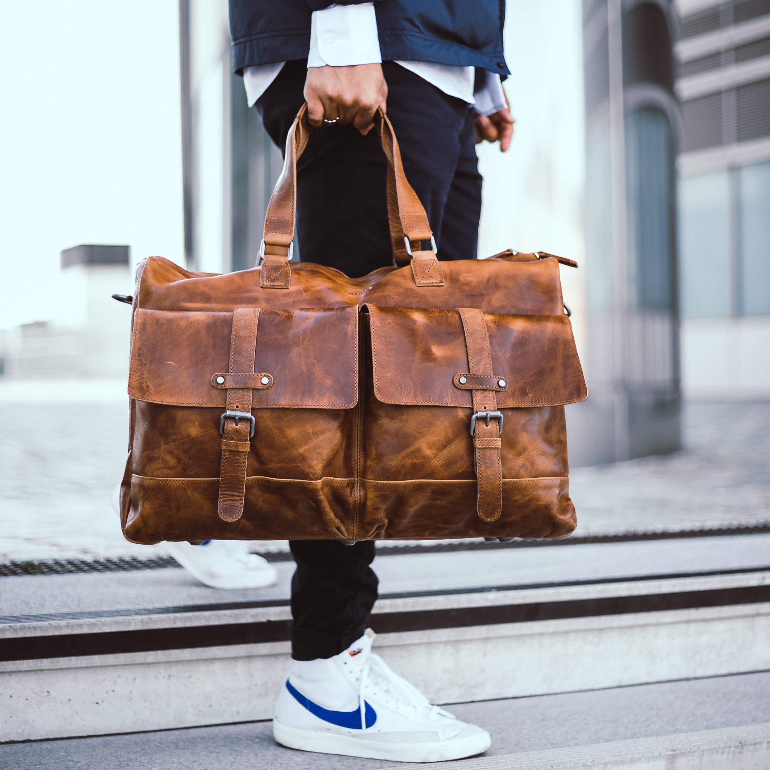 almadih-kane-reisetasche-leder-braun-havana-mit-laptopfach image 2
