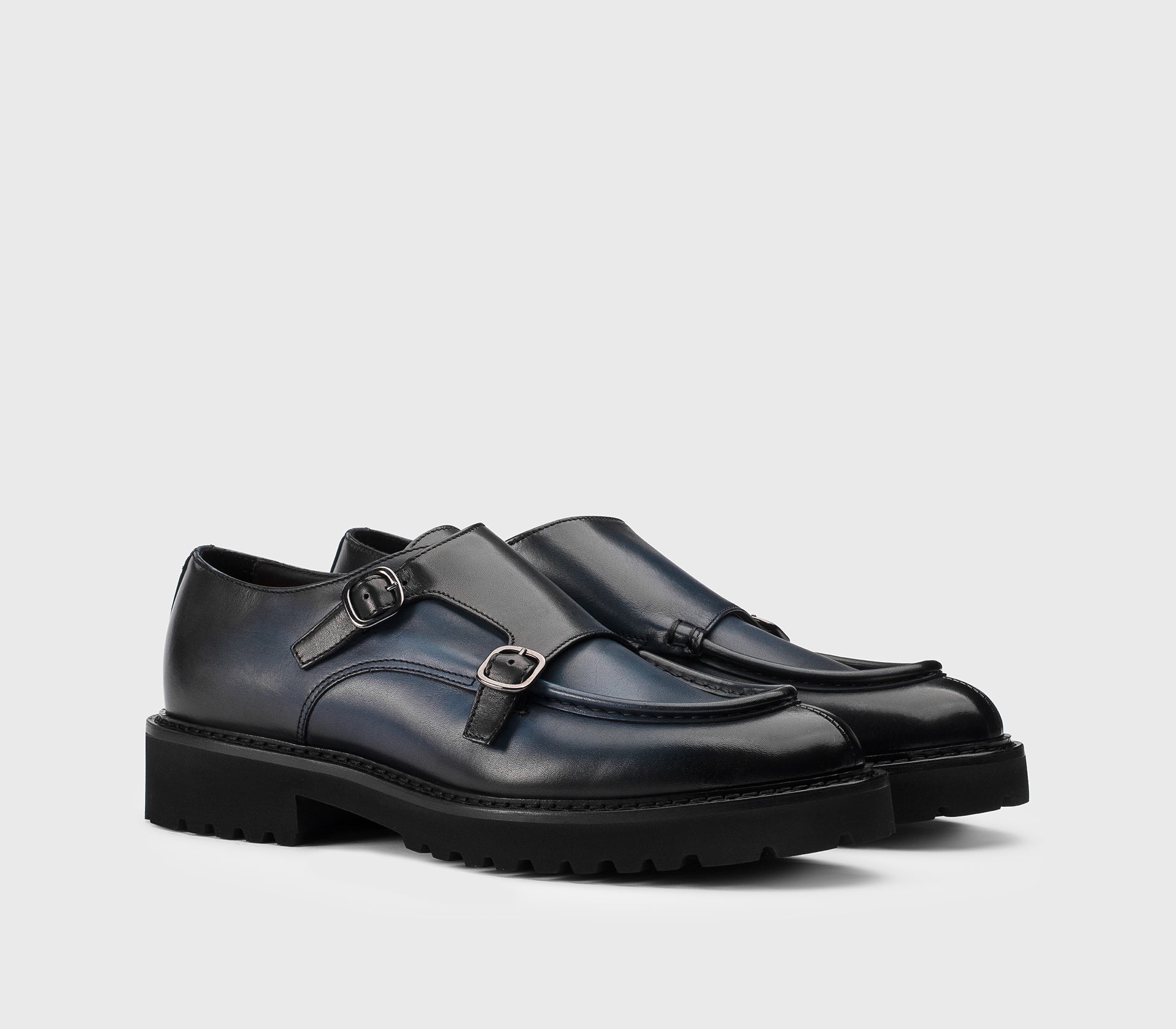 doucal-s-buckles-monkstrap-leder-blau-doppelschnalle image 3