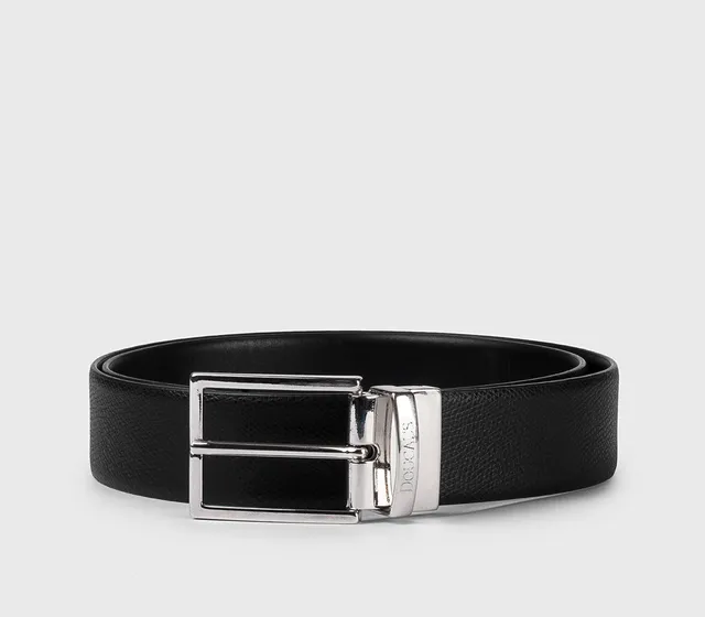 doucal-s-g-rtel-leder-schwarz-eckige-schnalle-herren-verstellbar image 1