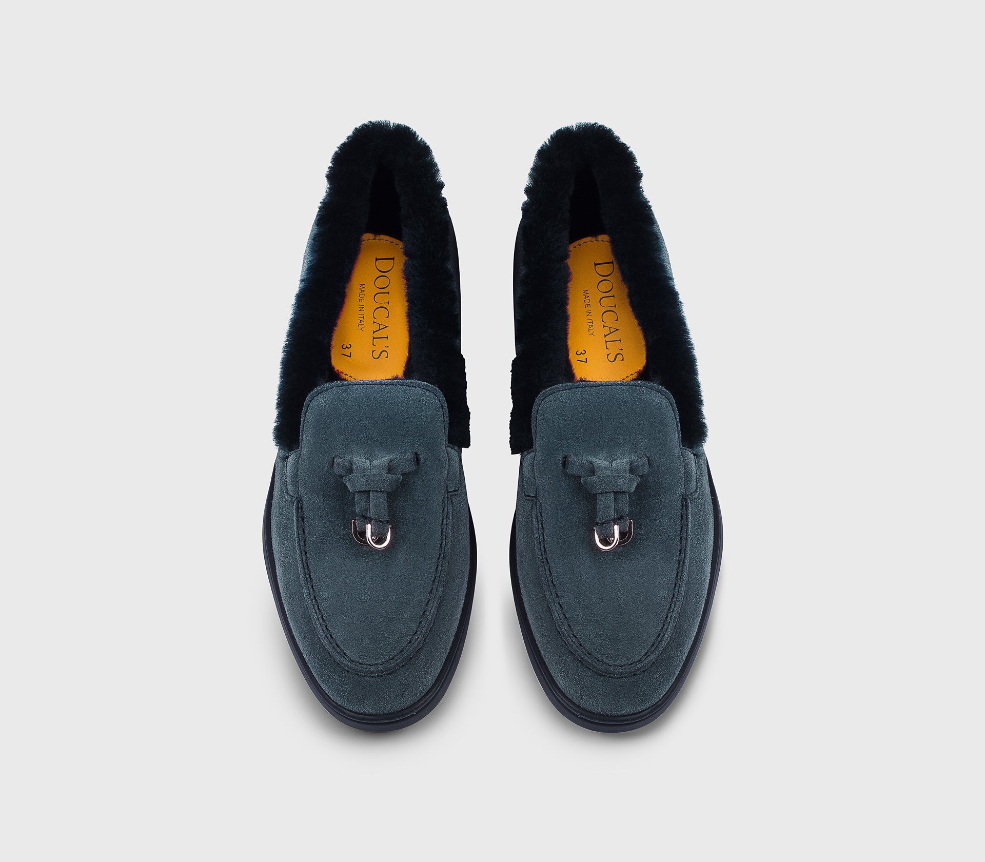doucal-s-loafers-mokassin-blu-veloursleder-pelz-damen image 2