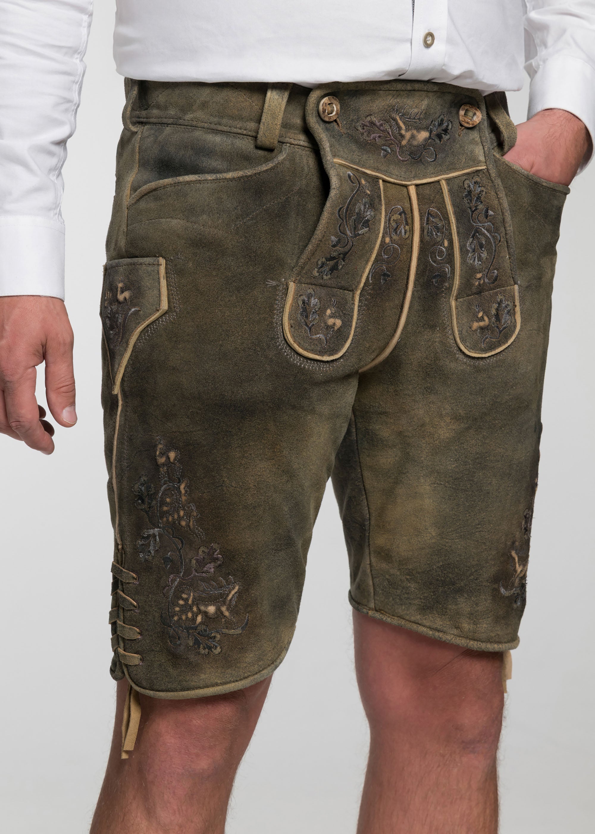 beckert-karwendel-kurze-lederhose-rauchbraun-hirschleder image 2