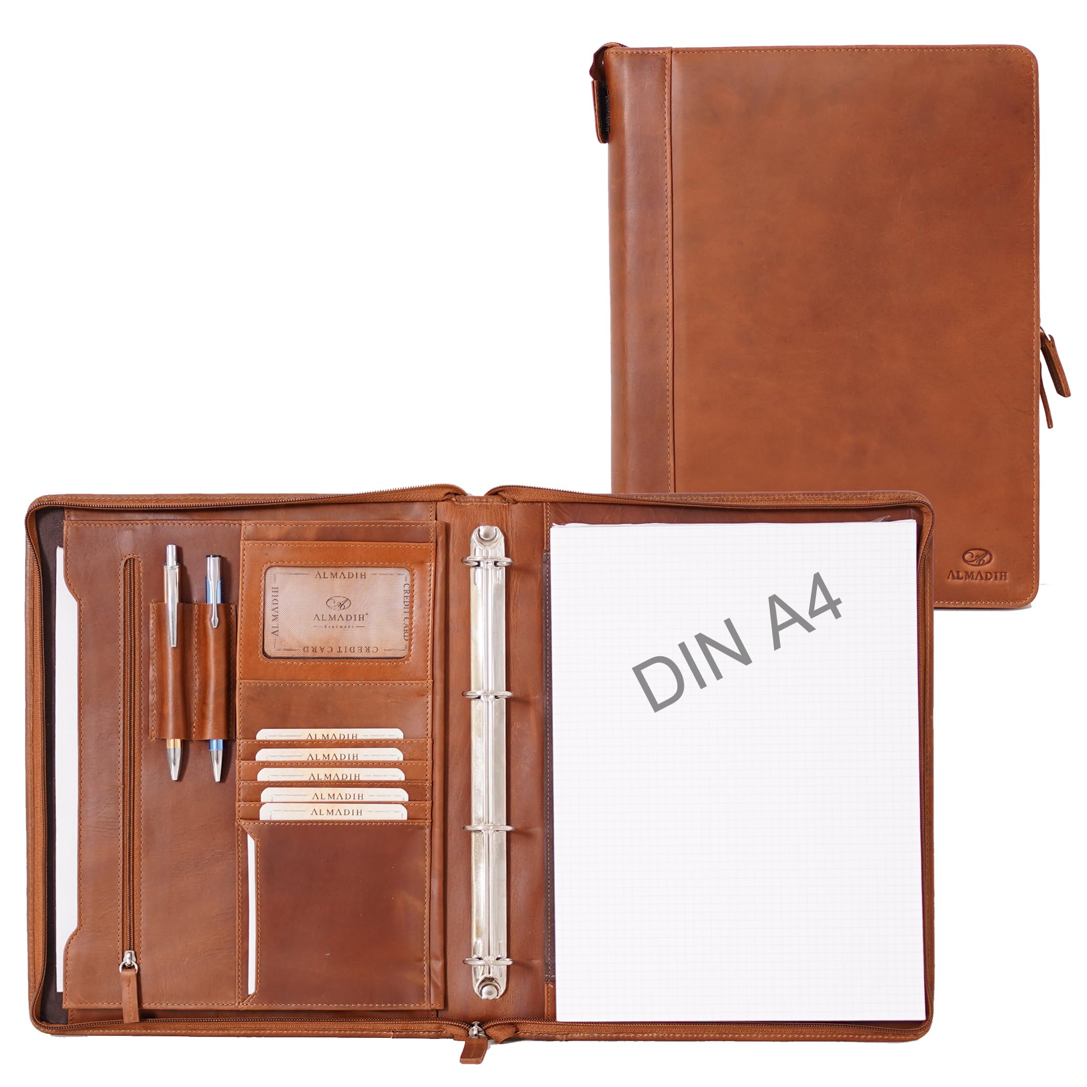almadih-a4-dokumentenmappe-leder-schwarz-mit-schreibblock image 7