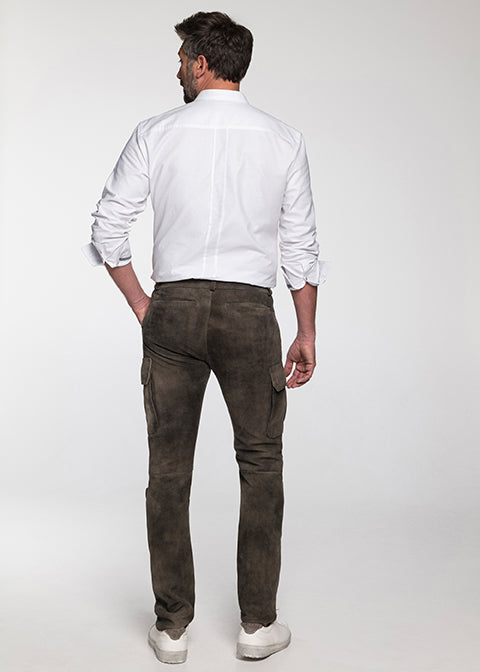beckert-cooper-lange-lederhose-roggen-cargo-ziegenvelours image 3