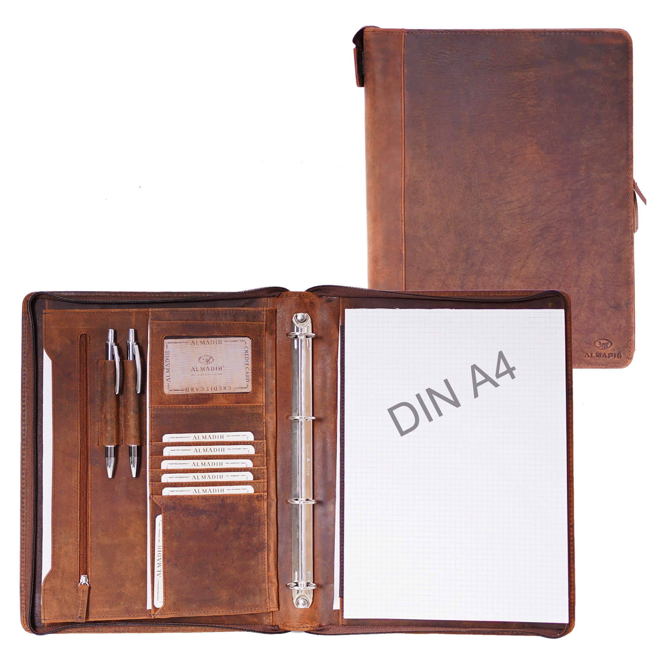 almadih-a4-dokumentenmappe-leder-schwarz-mit-schreibblock image 6