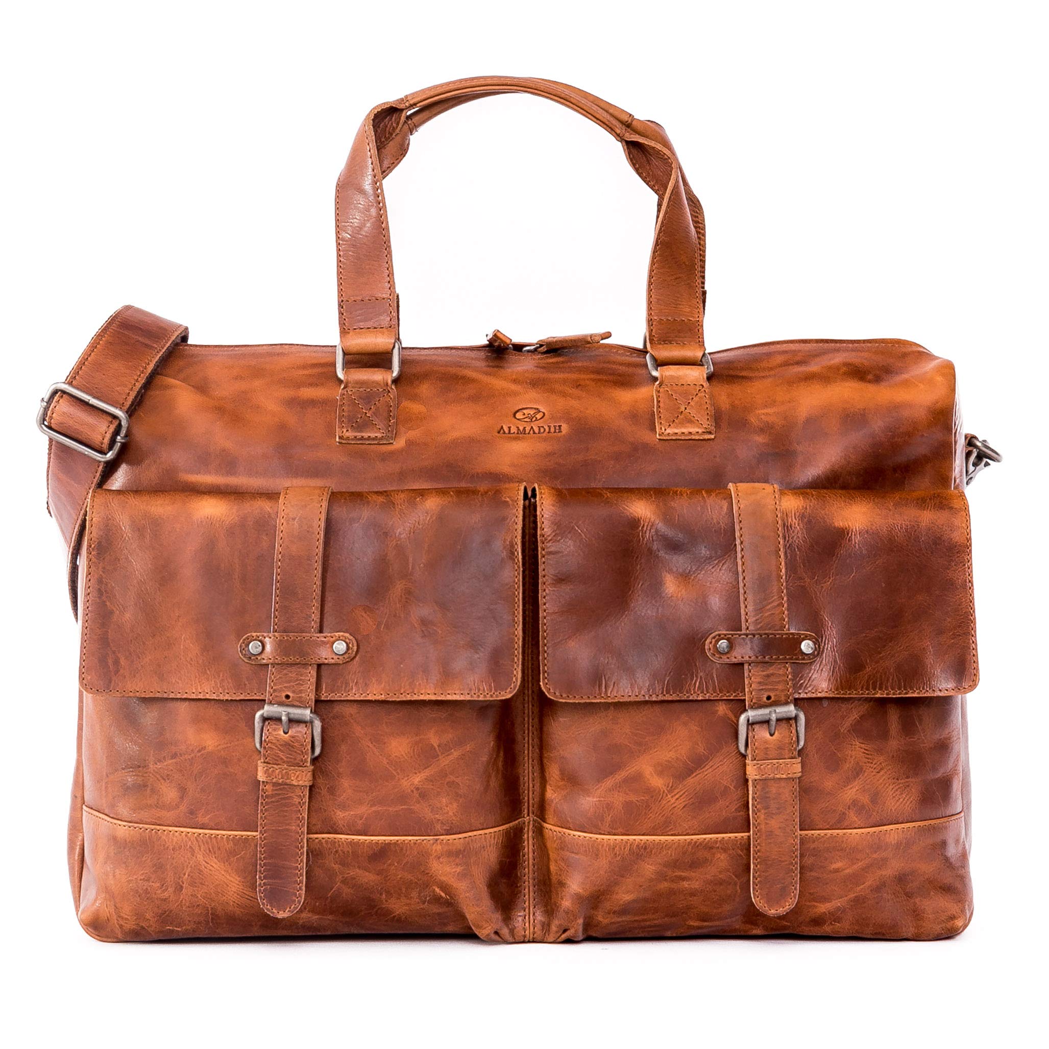 almadih-kane-reisetasche-leder-braun-havana-mit-laptopfach image 1