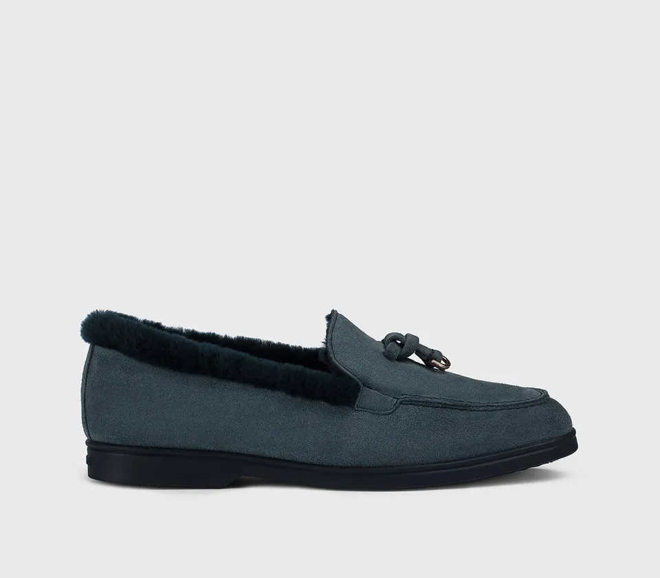 doucal-s-loafers-mokassin-blu-veloursleder-pelz-damen image 1