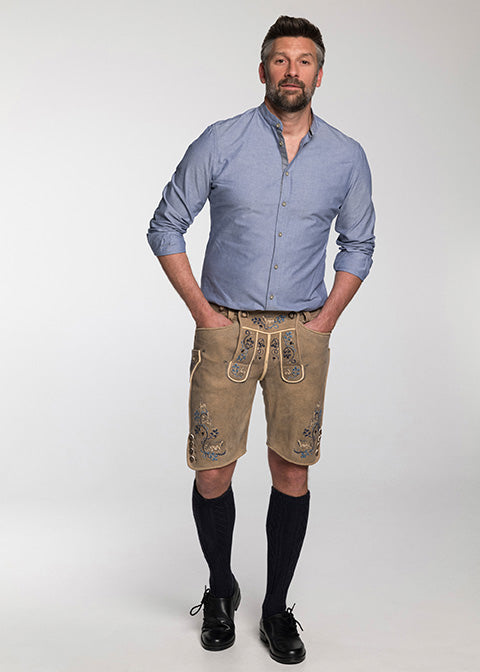 beckert-hochk-nig-hirschlederhose-kurz-oldgrey-st-blau-vintage image 1