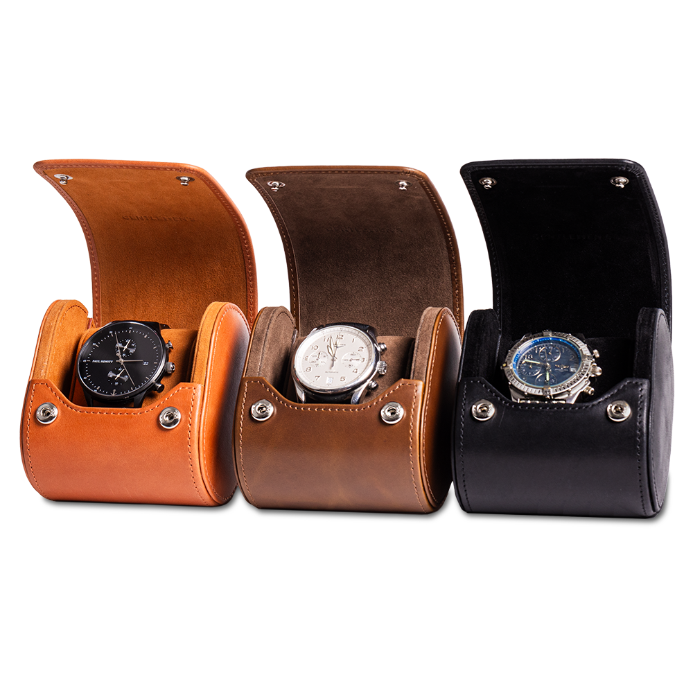 gentlemen-s-accessoires-uhrenbox-dunkelbraun-leder-hard-case image 1