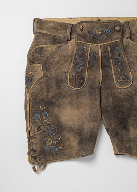 beckert-karwendel-wildbock-lederhose-kurz-tabacco-stickerei image 5