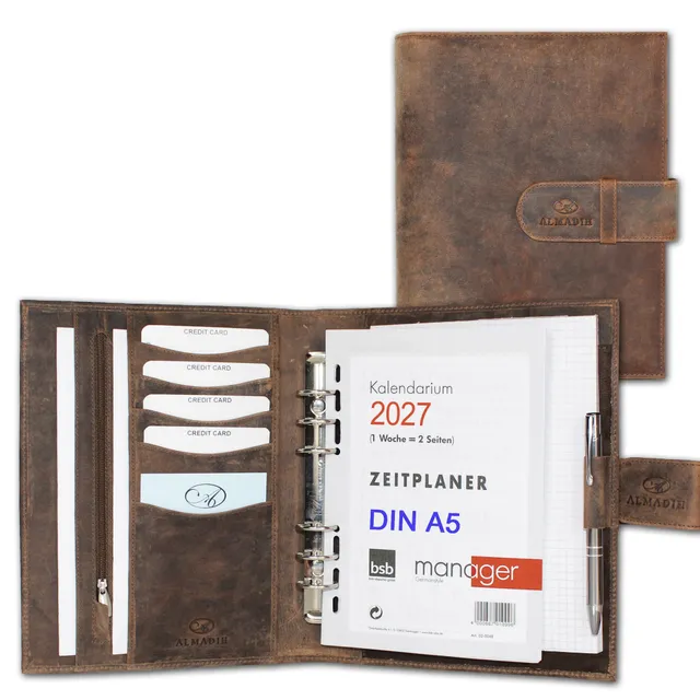 almadih-a5-terminplaner-braun-vintage-rindsleder image 1