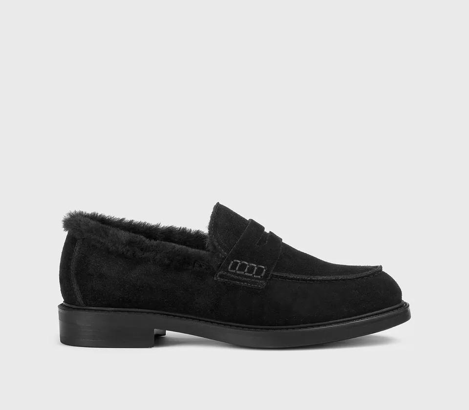 doucal-s-loafer-schwarz-veloursleder-fellfutter image 1