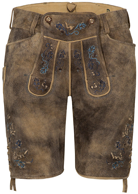 beckert-karwendel-wildbock-lederhose-kurz-tabacco-stickerei image 1
