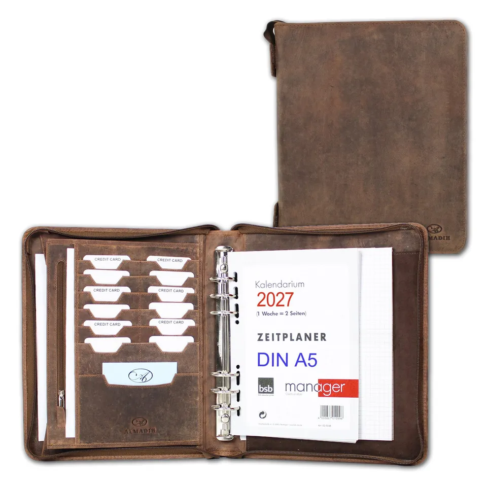 almadih-a5-organizer-vintage-rei-verschluss-braun image 1