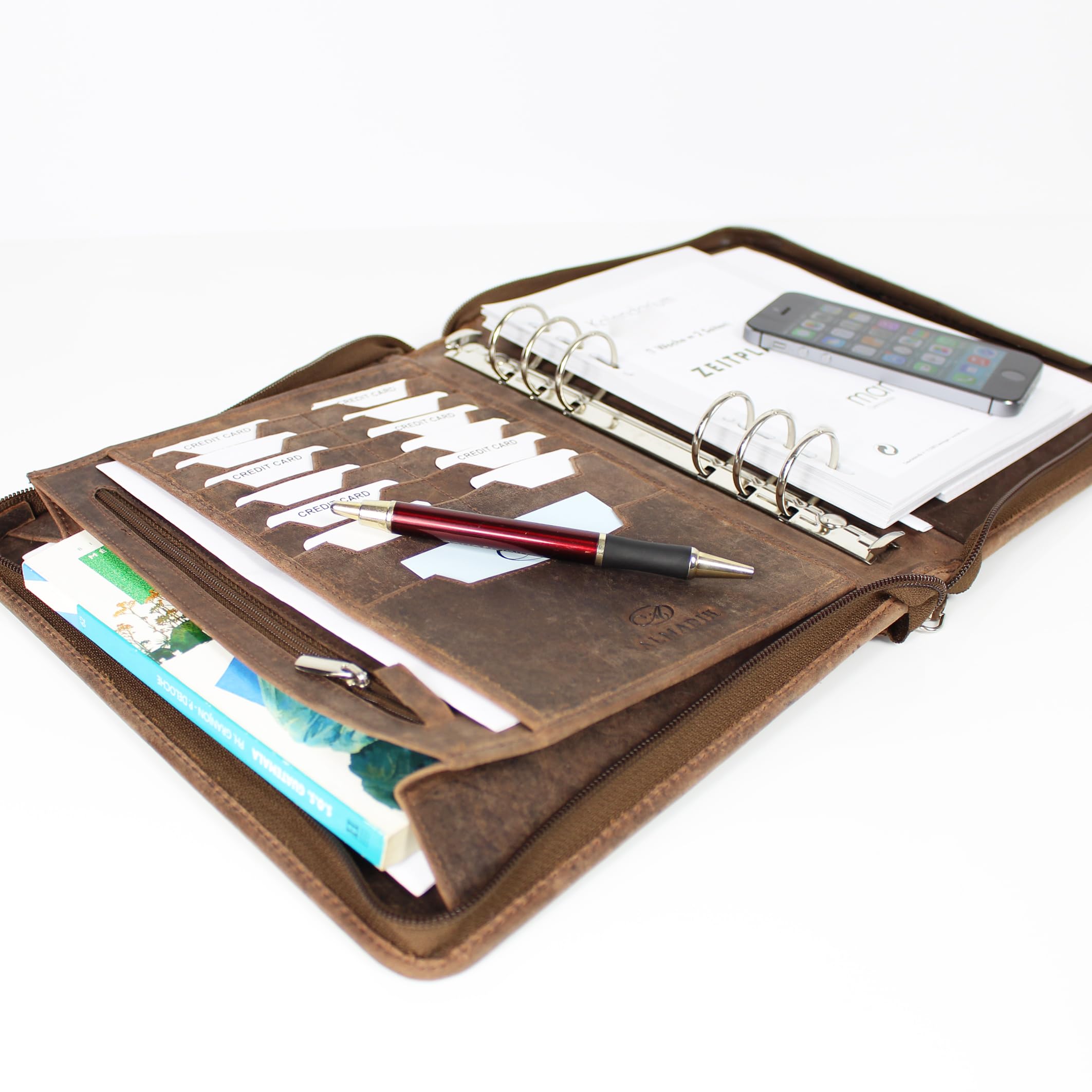 almadih-a5-organizer-vintage-rei-verschluss-braun image 2