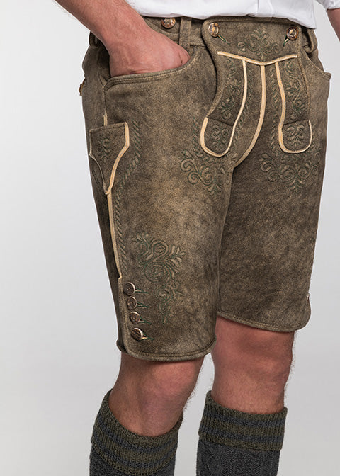 beckert-attergau-hirschlederhose-kurz-akazie-st-gr-n-reliefstickerei image 2