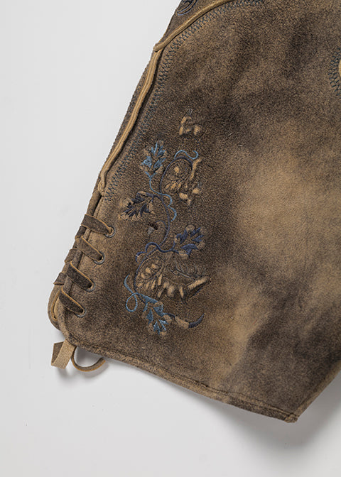 beckert-karwendel-wildbock-lederhose-kurz-tabacco-stickerei image 3