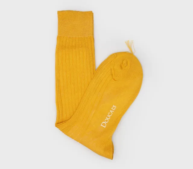 doucal-s-socks-socken-baumwolle-gelb-gerippt-herren image 1