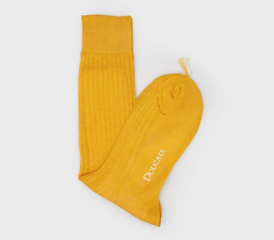 doucal-s-socks-socken-baumwolle-gelb-gerippt-herren image 1