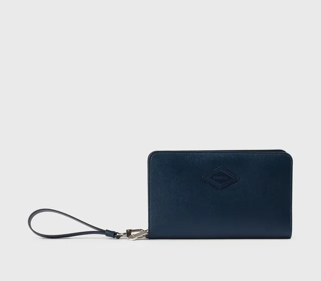 doucal-s-wallets-portemonnaie-navy-leder-doppelrei-verschluss image 1